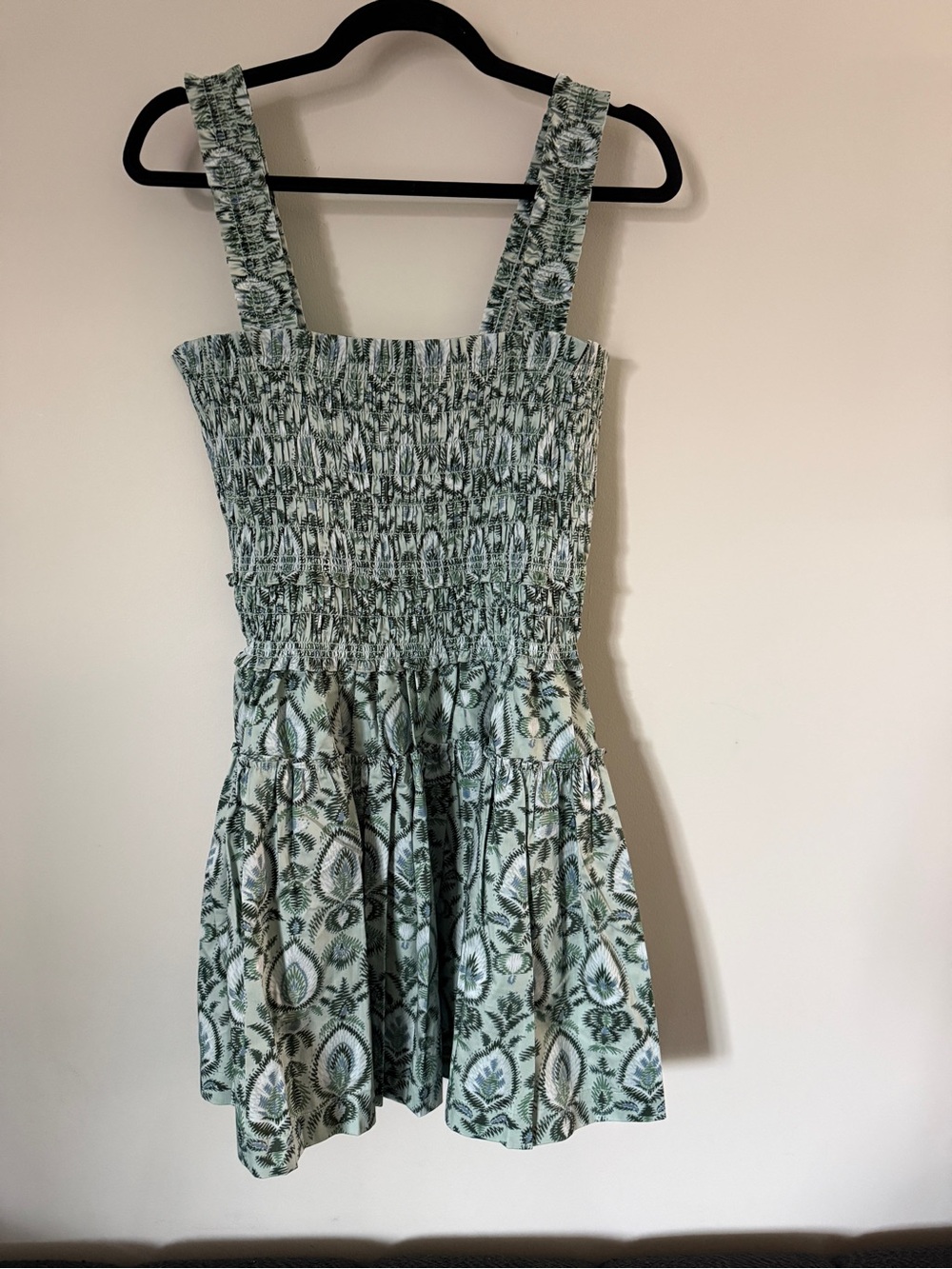 Hill House Azalea Mini Nap Dress in Green and White Paisley